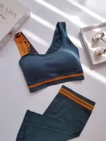 ست ورزشی شورتک و نیم تنه کبریتی سیملس بند قهرمانی و ساده فری سایز